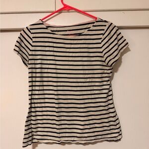 Boden White and Navy Striped Short Sleeve T-shirt